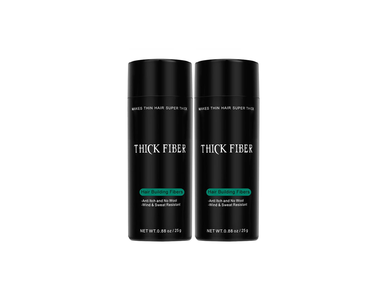 THICK FIBER Hair Building Fibers 25g – BLACK, Pack of 2