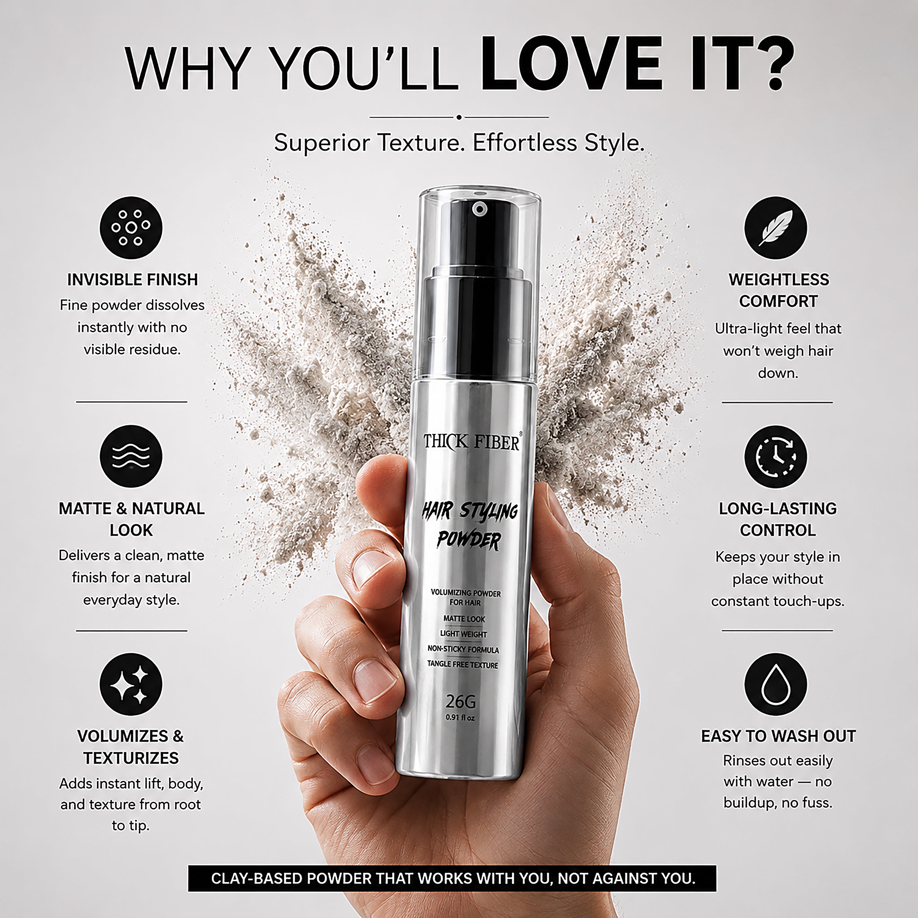Thick Fiber Hair Styling Powder - 26g